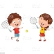 Vector Illustration Of Kids Playing Tennis Stock Illustration - Download  Image Now - iStock